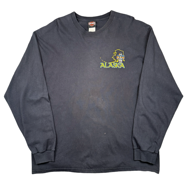 Vintage Harley Davidson Alaska Inside Passage L/S Tee Black