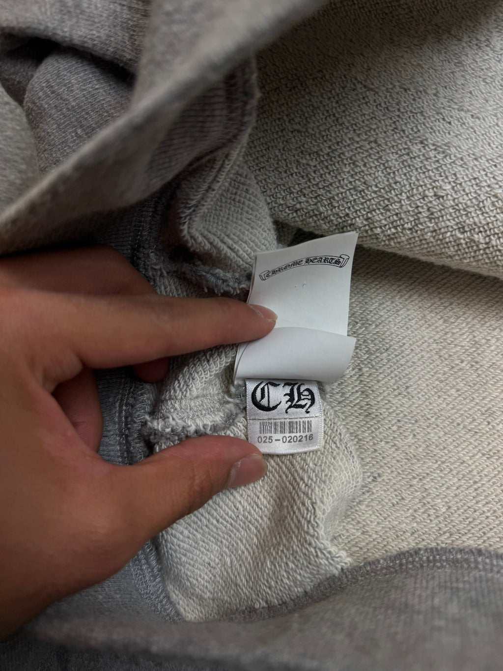 Chrome Hearts Embroidered Vertical Logo Hoodie Grey