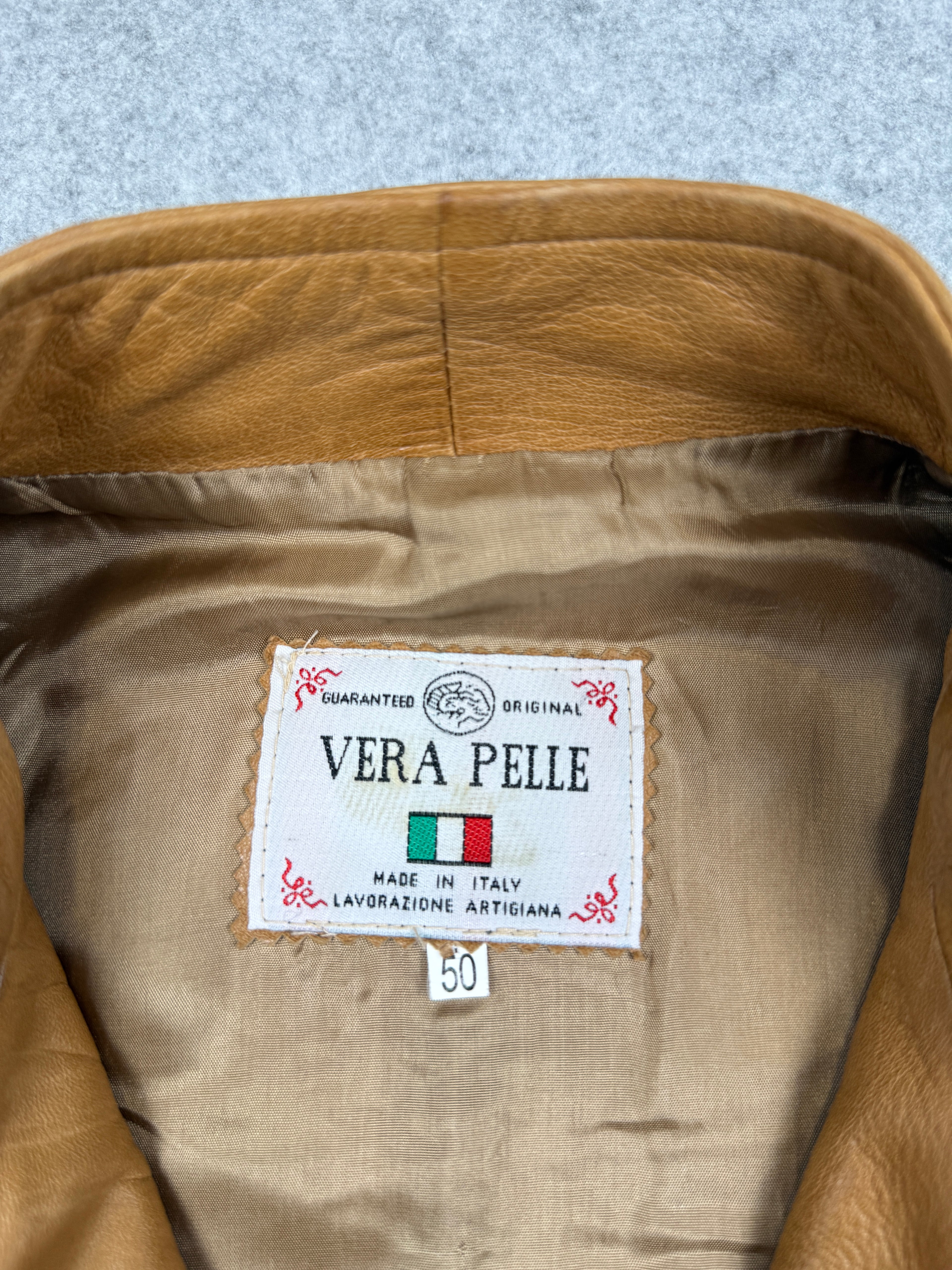 Women’s Vintage Vera Pelle Leather Jacket Tan