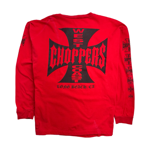 (L) Vintage 90s West Coast Choppers L/S Tee Red | Vintage Clothing Store Canada