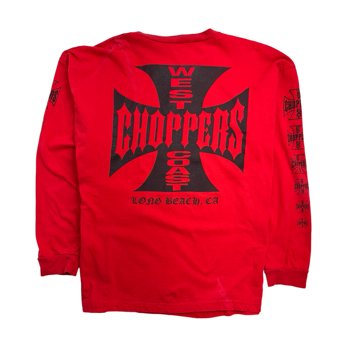 (L) Vintage 90s West Coast Choppers L/S Tee Red | Vitnage Clothing Store Canada