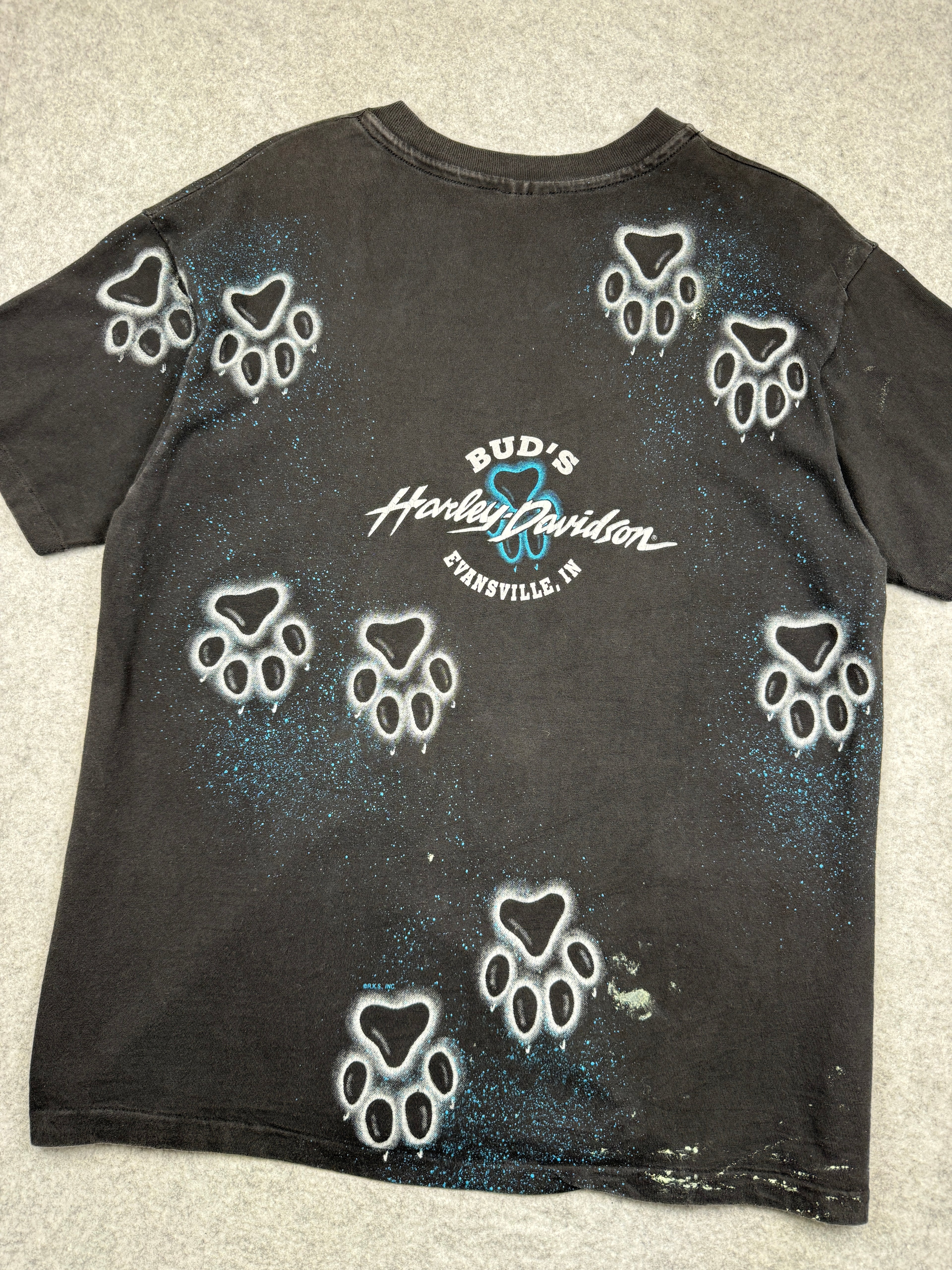Vintage Harley Davidson Wolf AOP Tee Black
