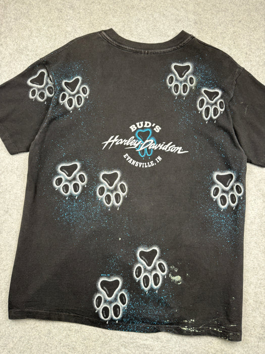 Vintage Harley Davidson Wolf AOP Tee Black | Vitnage Clothing Store Canada