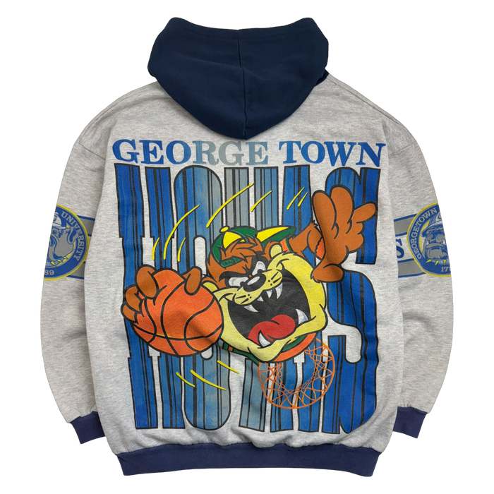 Vintage 90's Georgetown Hoyas Taz Hoodie Grey | Vitnage Clothing Store Canada
