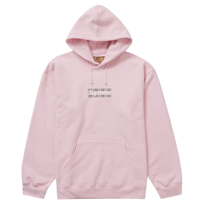 Supreme Burberry Box Logo Hoodie Light Pink