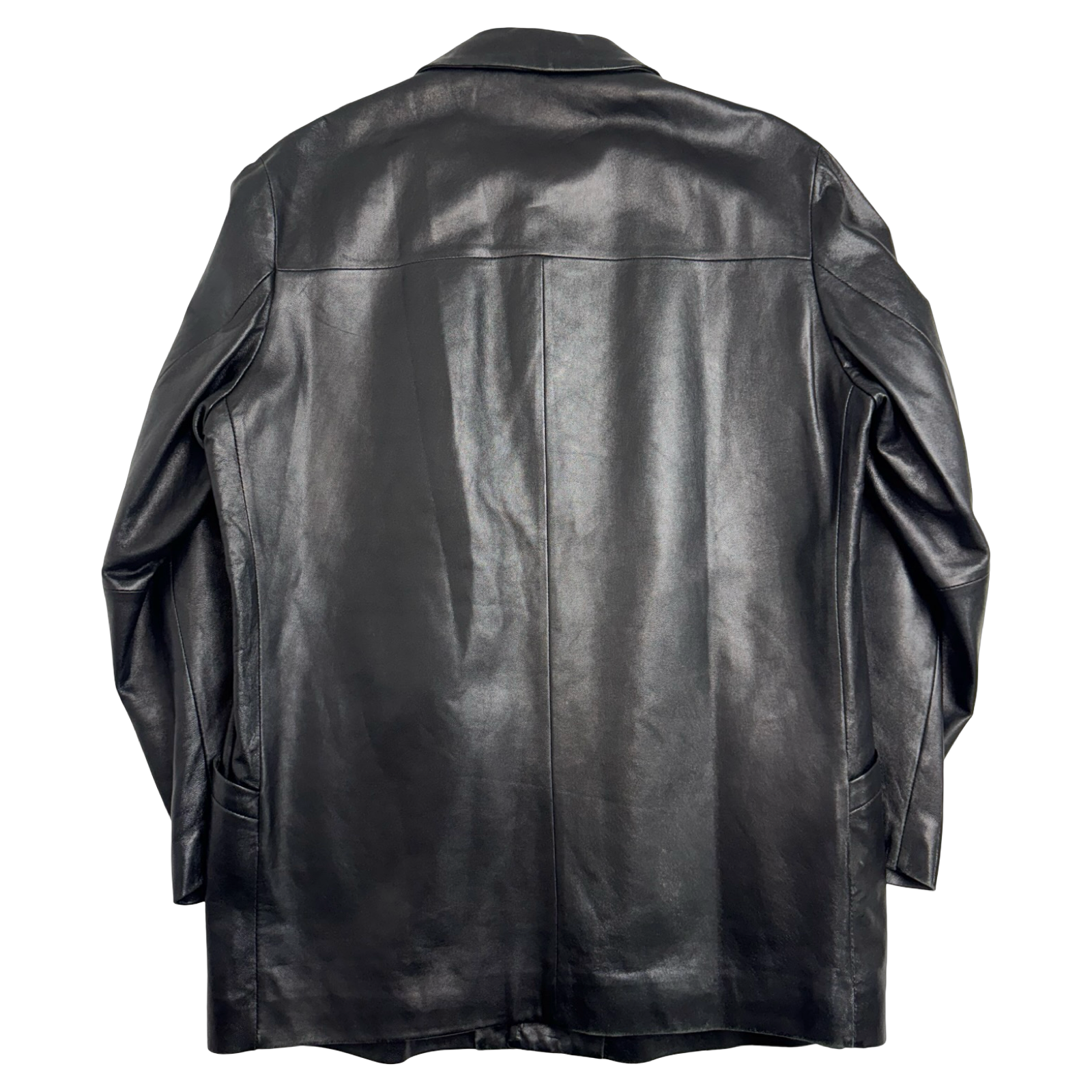 Vintage Balenciaga Paris BB Leather Coat Black