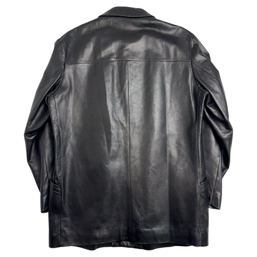 Vintage Balenciaga Paris BB Leather Coat Black | Vintage Clothing Store Canada