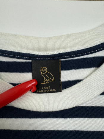 OVO Striped L/S Tee White/Navy (USED)