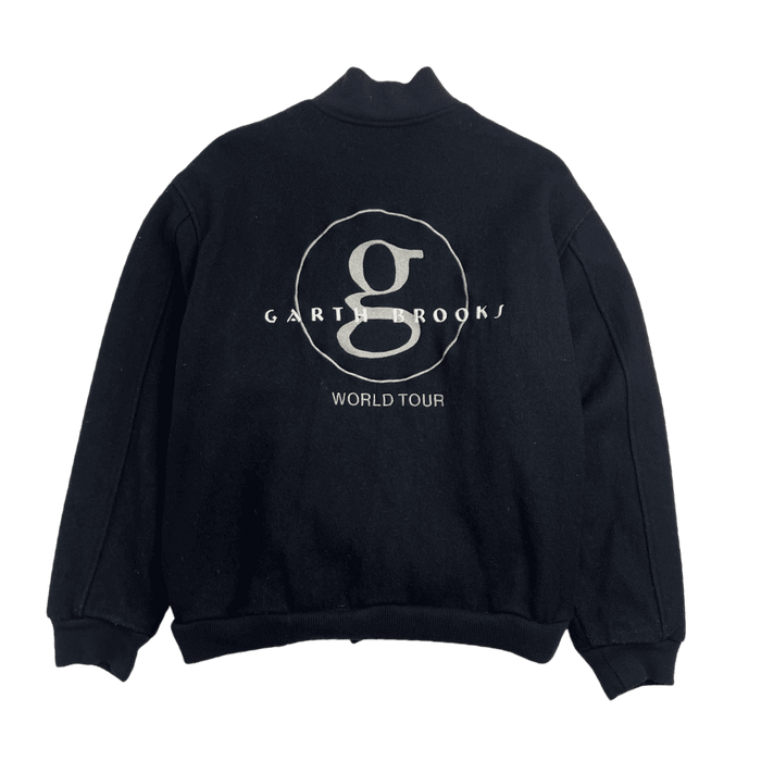 (XL) Vintage Garth Brooks World Tour Varsity Jacket Black | Vitnage Clothing Store Canada