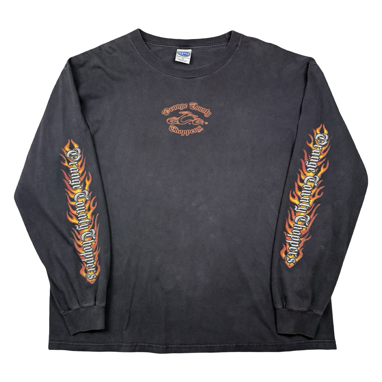 Vintage Orange County Choppers Script Flame Sleeve L/S Tee Black
