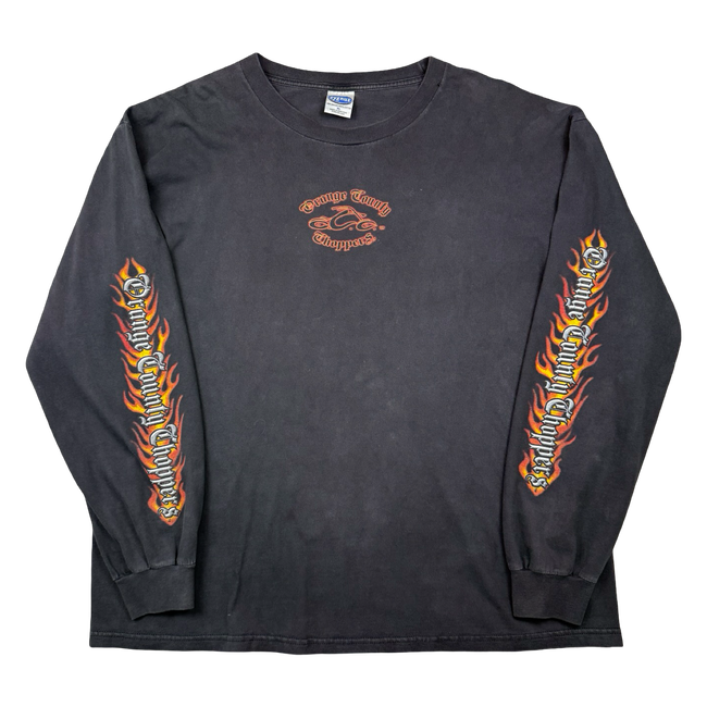 Vintage Orange County Choppers Script Flame Sleeve L/S Tee Black