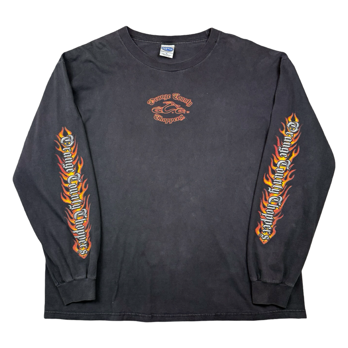 Vintage Orange County Choppers Script Flame Sleeve L/S Tee Black | Vitnage Clothing Store Canada