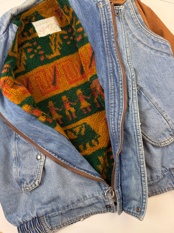 Vintage Club Elegant Fleece Lined Denim Jacket