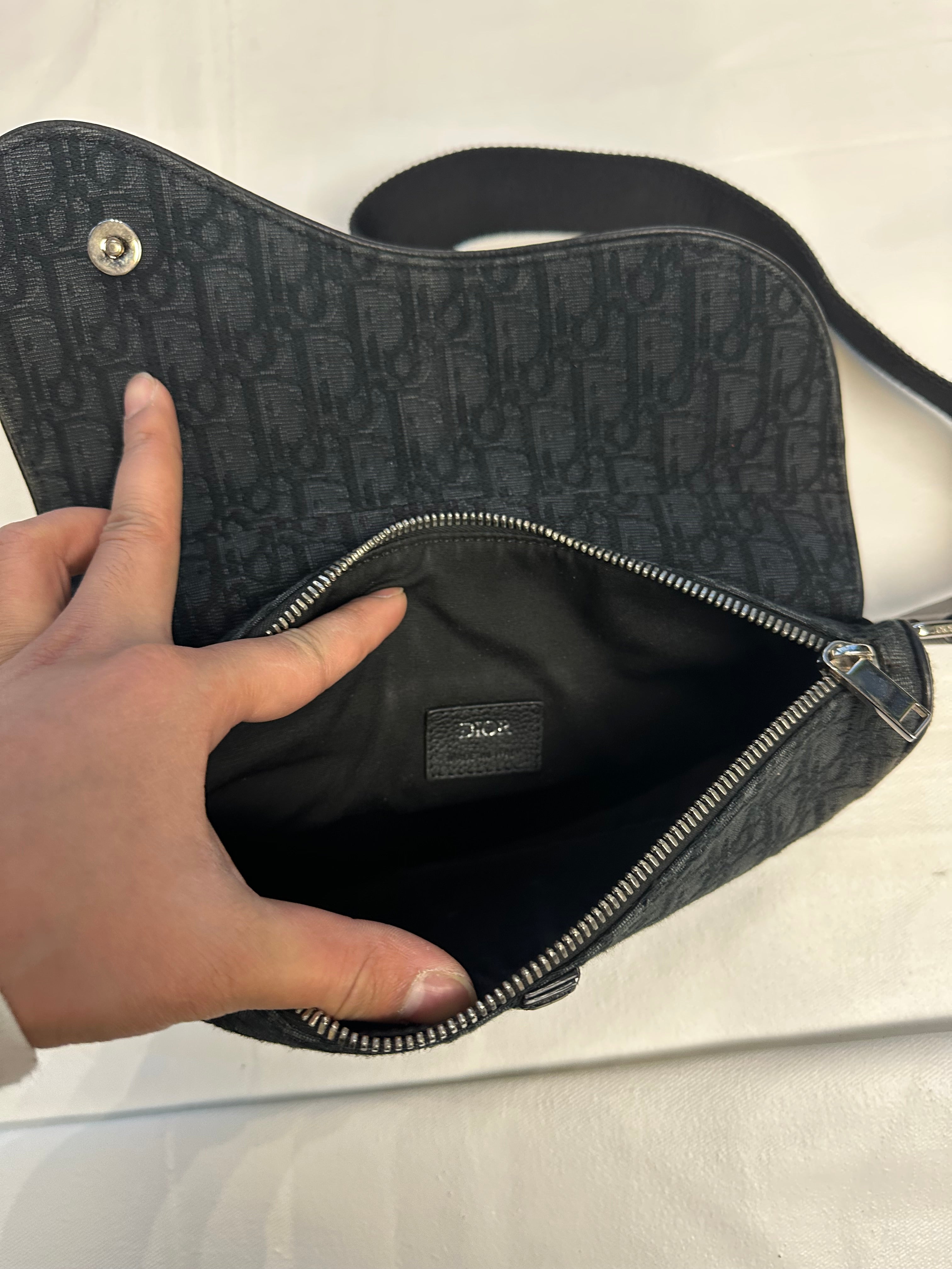 Dior Oblique Jacquard Saddle Bag Black