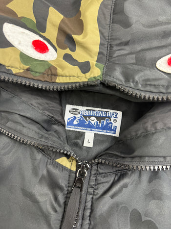 BAPE Shark Insulated Full Zip Jacket Mono Camo Black (USED)