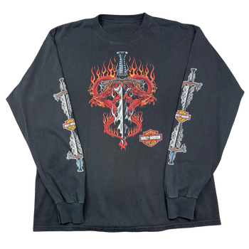 Vintage Harley Davidson Dragon Dagger L/S Tee Black