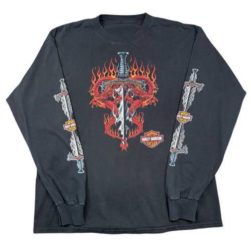 Vintage Harley Davidson Dragon Dagger L/S Tee Black | Vintage Clothing Store Canada