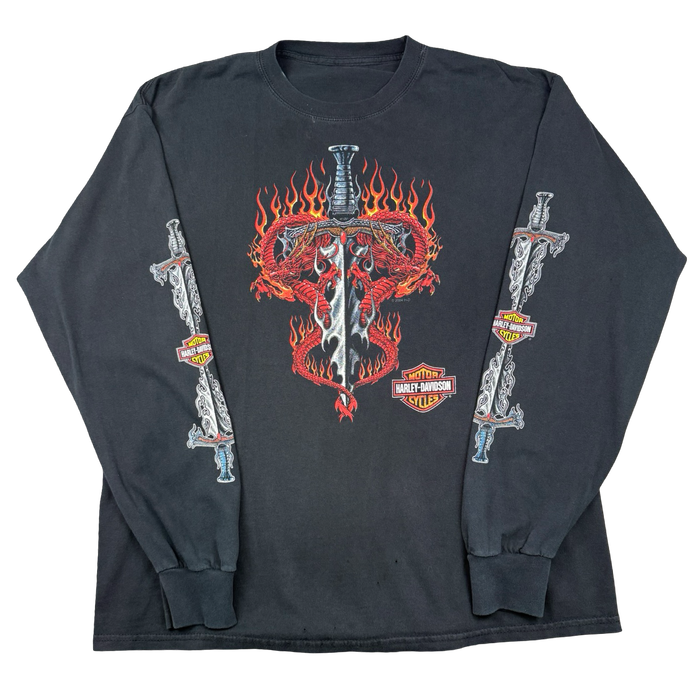 Vintage Harley Davidson Dragon Dagger L/S Tee Black | Vitnage Clothing Store Canada