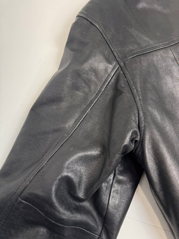 Vintage Balenciaga Paris Cinch Leather Harrington Jacket Black