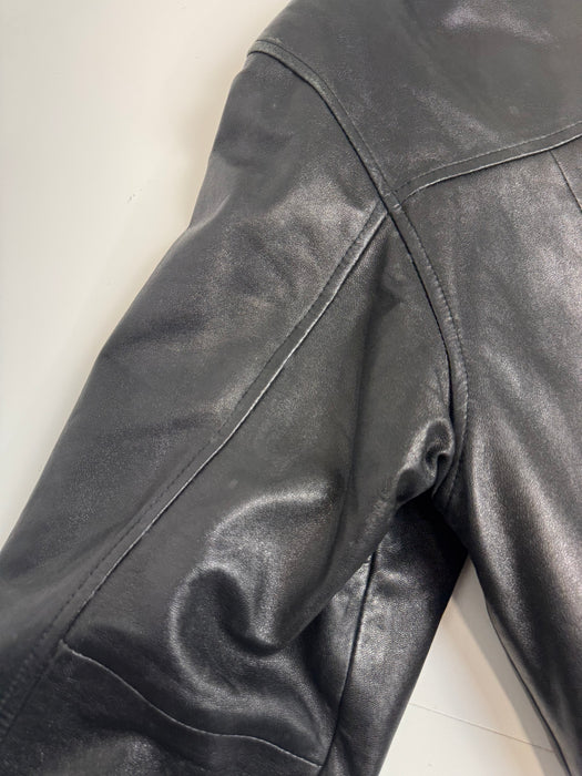 Vintage Balenciaga Paris Cinch Leather Harrington Jacket Black | Vitnage Clothing Store Canada