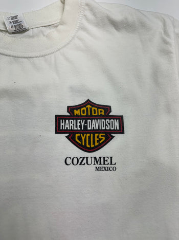 Vintage Boot Cozumel Mexico Harley Davidson Tee White