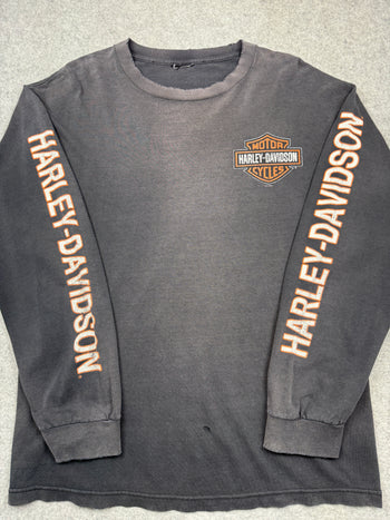 Vintage Harley Davidson Spell Out Sleeve L/S Tee Black