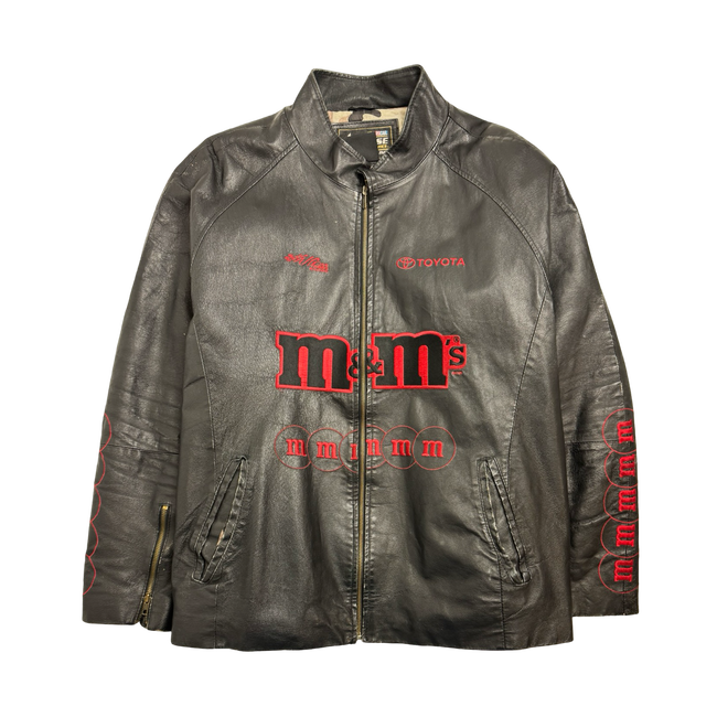 Vintage M&M Toyota Nascar Leather Jacket Black