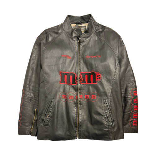 Vintage M&M Toyota Nascar Leather Jacket Black | Vintage Clothing Store Canada