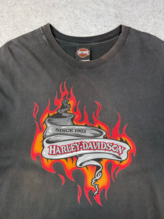 Vintage Harley Davidson Barnes Flame Tee Black | Vitnage Clothing Store Canada