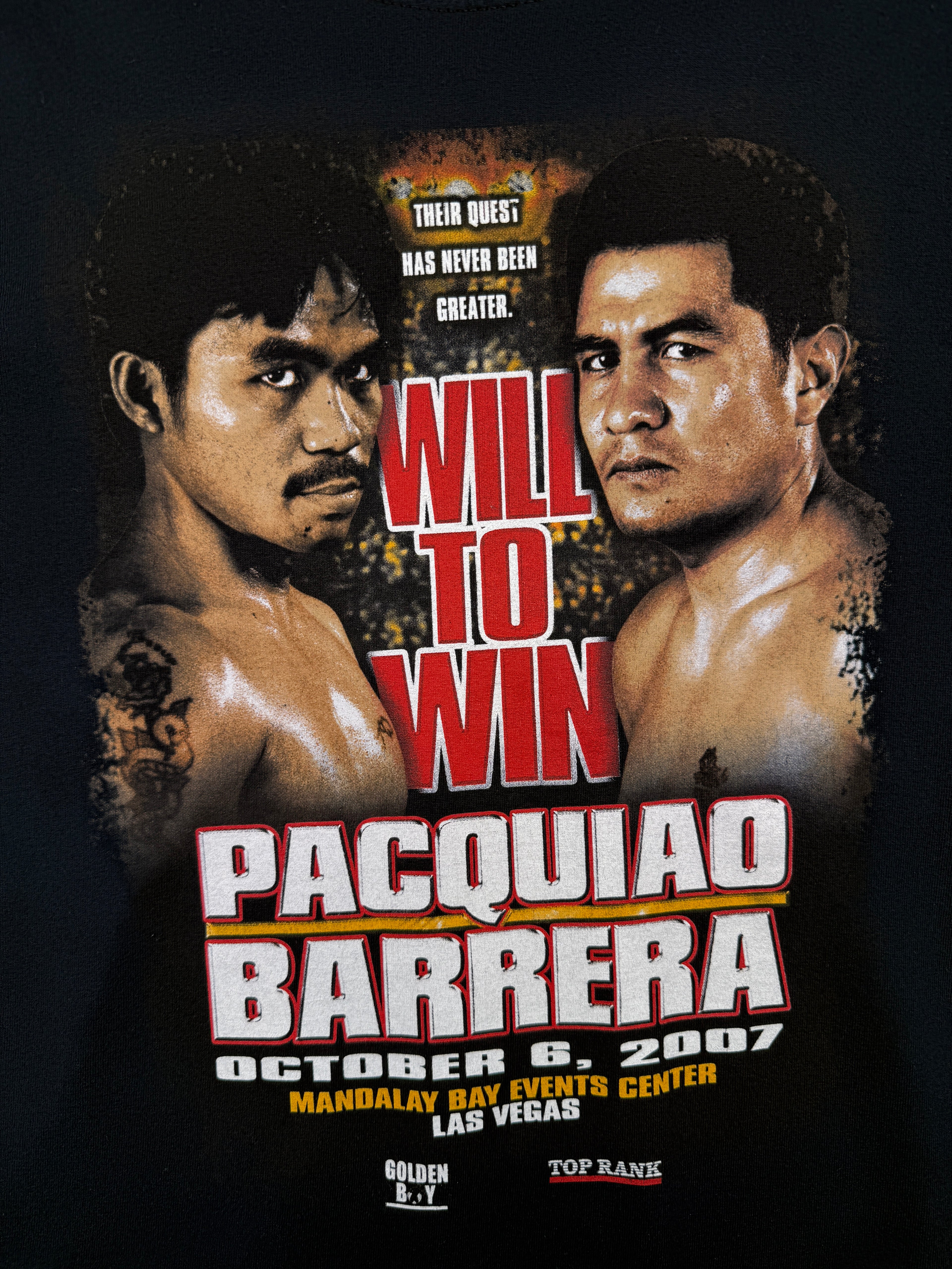 Vintage 2007 Pacquiao vs Barrera Fight Promo Tee Black