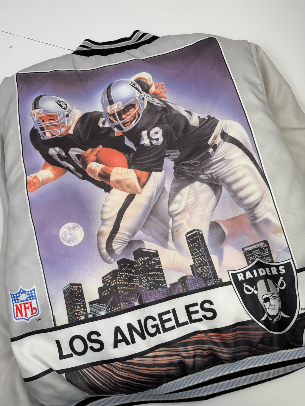 Vintage Los Angeles Raiders Badgetti Design Satin Bomber Jacket