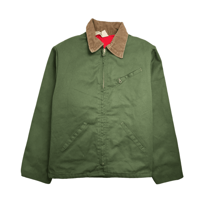 (M) Vintage 90s Key Imperial Lined Zip-Up Jacket Green