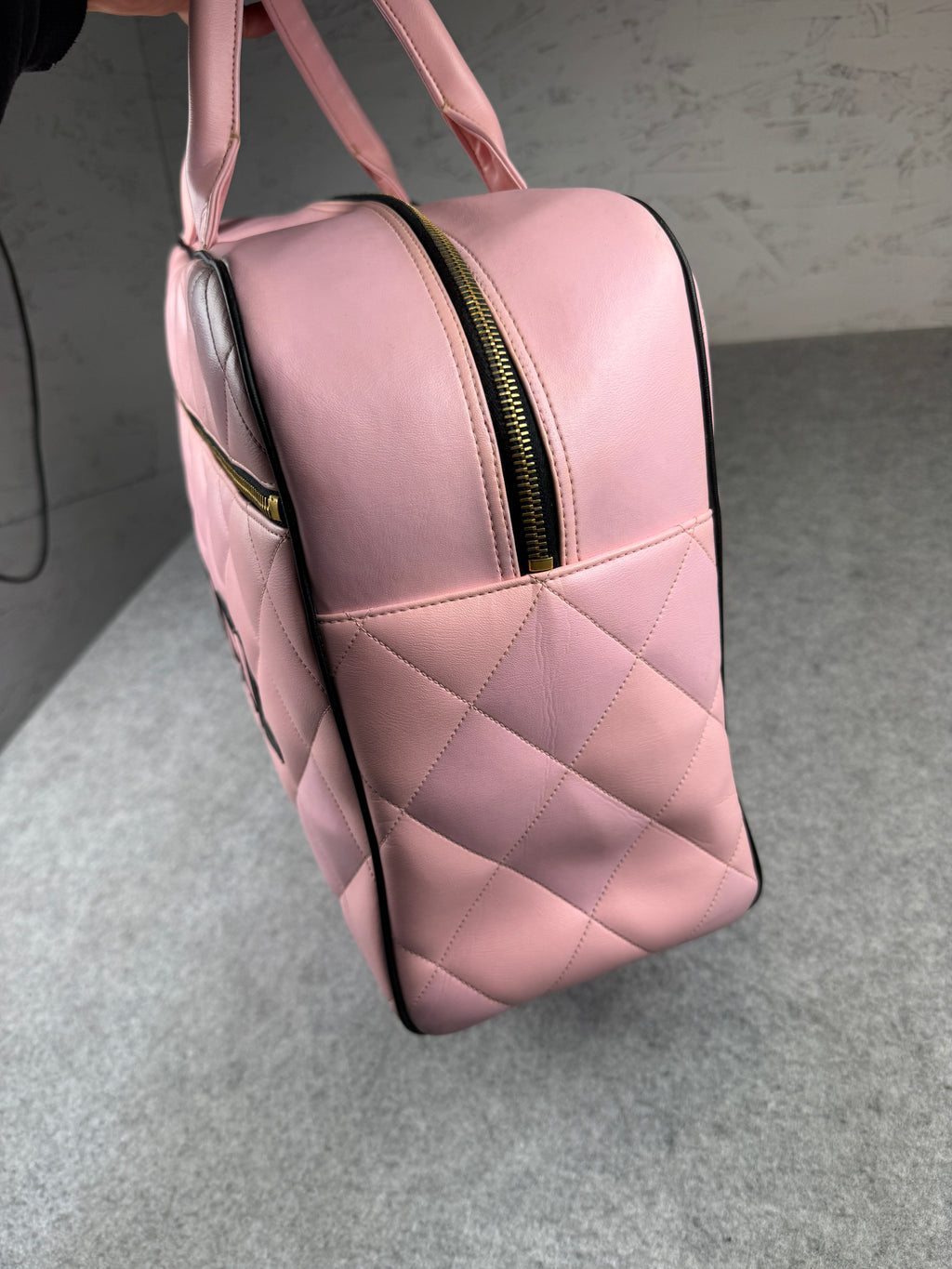 Chanel Quilted Leather Boston Bag Pink