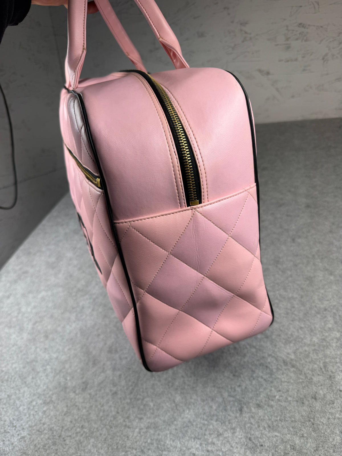 Chanel Quilted Leather Boston Bag Pink