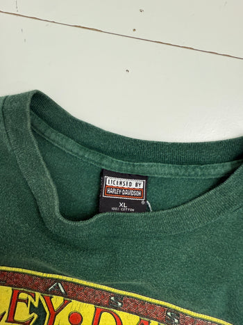 Vintage 1990s Harley Davidson Electra Glide Tee Green