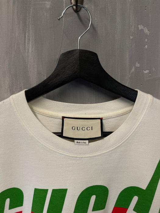 Gucci Blade Logo Tee White (USED) | Vitnage Clothing Store Canada