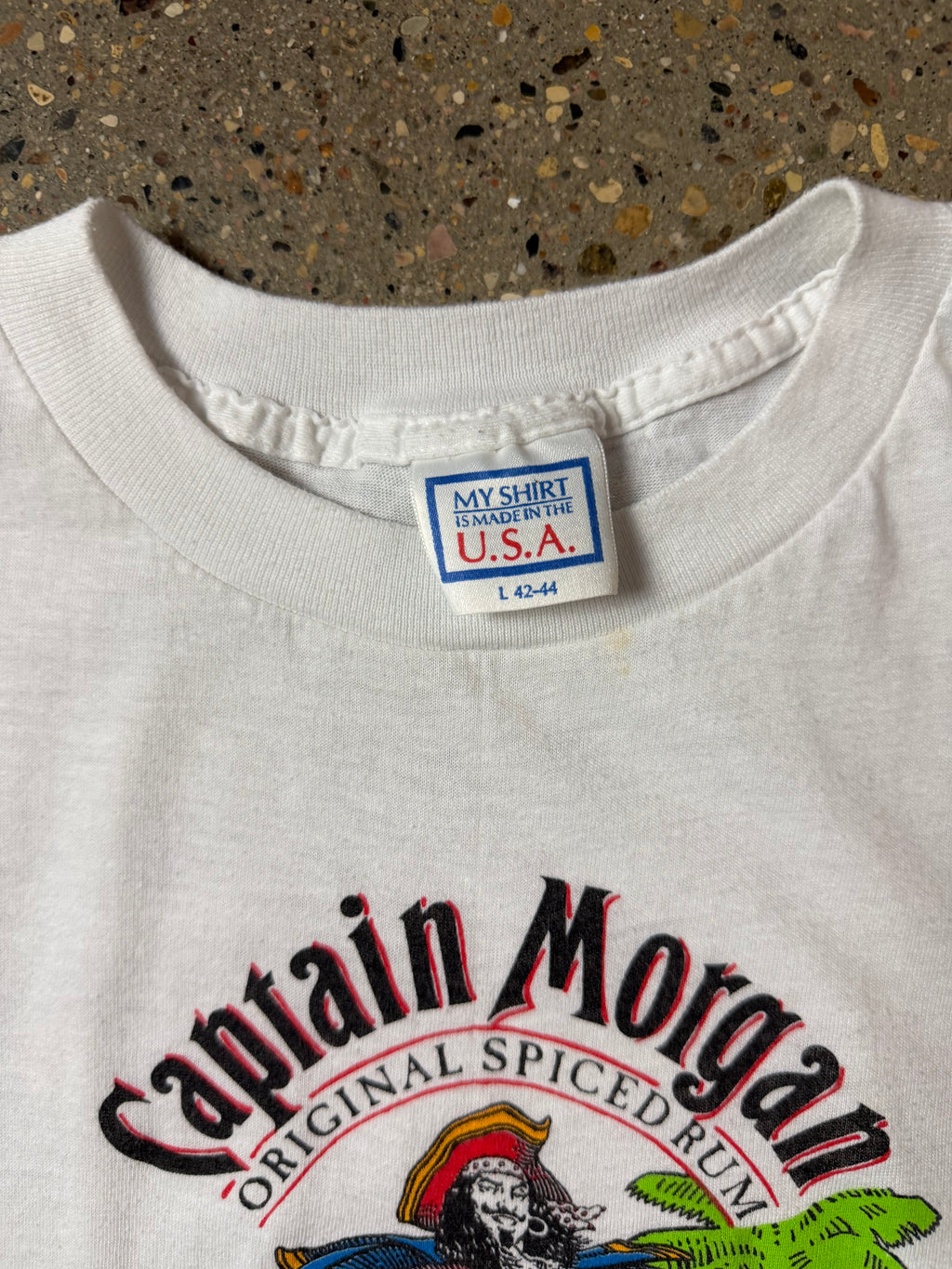 Vintage 1980s Captain Morgan Rum Tee White