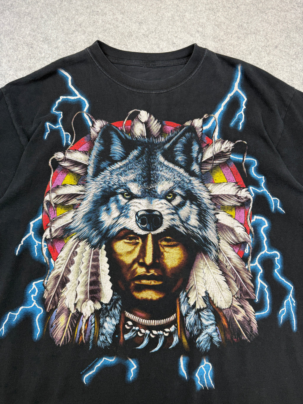 Vintage American Thunder Wolf Chief Tee Black