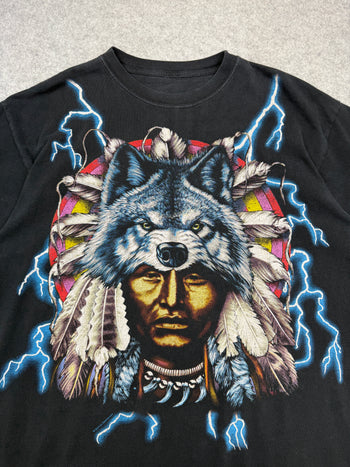 Vintage American Thunder Wolf Chief Tee Black