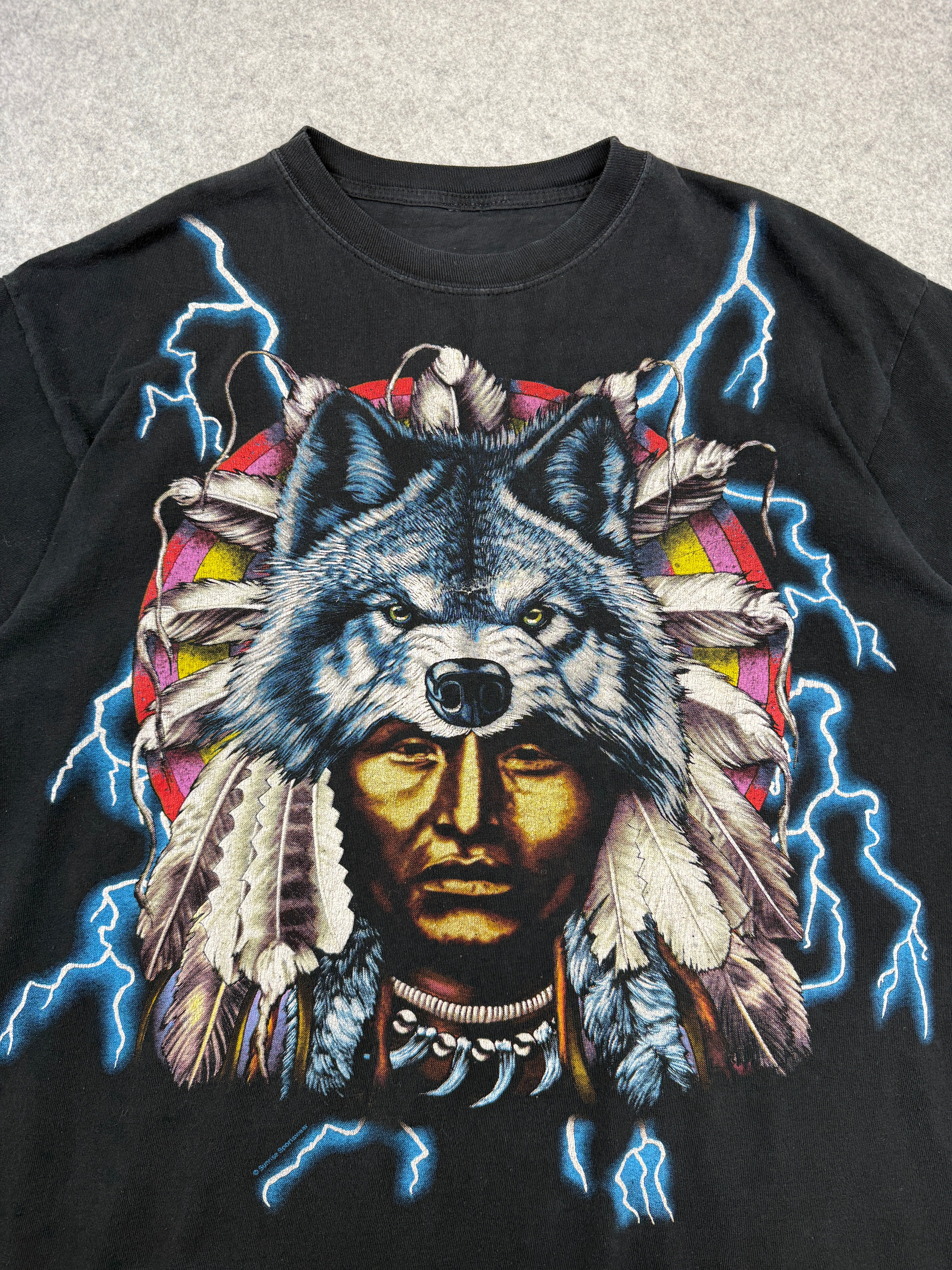 Vintage American Thunder Wolf Chief Tee Black