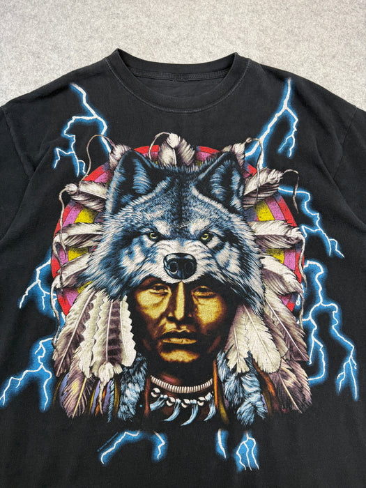 Vintage American Thunder Wolf Chief Tee Black | Vitnage Clothing Store Canada