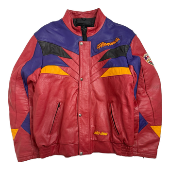 Vintage 1990s Ski-Doo Bombardier Leather Jacket Red