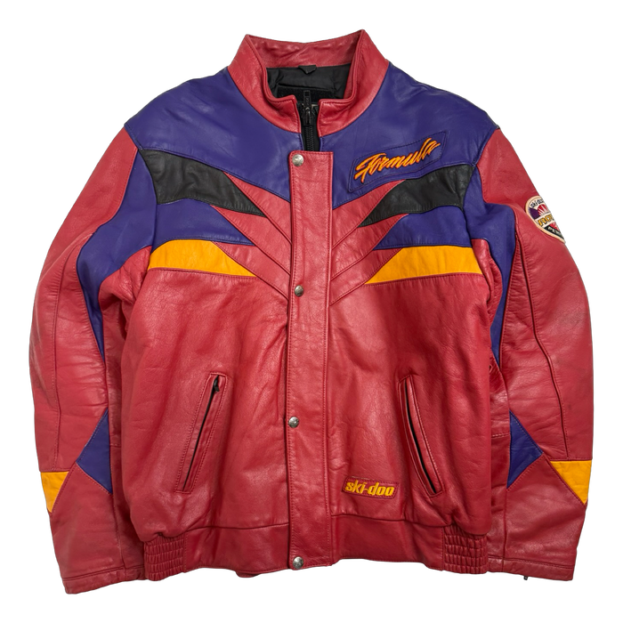 Vintage 1990s Ski-Doo Bombardier Leather Jacket Red | Vitnage Clothing Store Canada