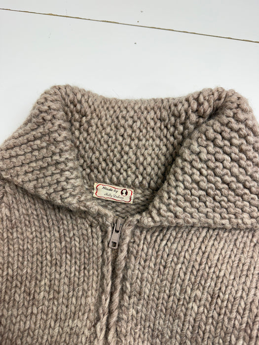 Vintage Cowichan Greek Key Pattern Knitted Zip Up Sweater | Vitnage Clothing Store Canada