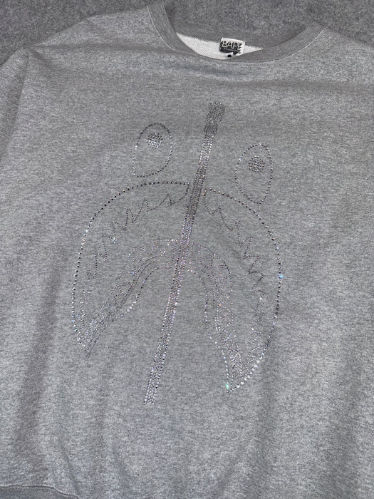 BAPE x Swarovski Crystal Shark Logo Sweatshirt Grey (USED) | Vitnage Clothing Store Canada