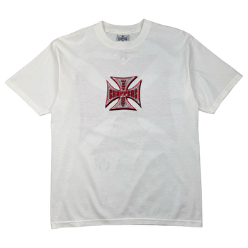Vintage West Coast Choppers Pinstripe Cross Logo Tee White/Red