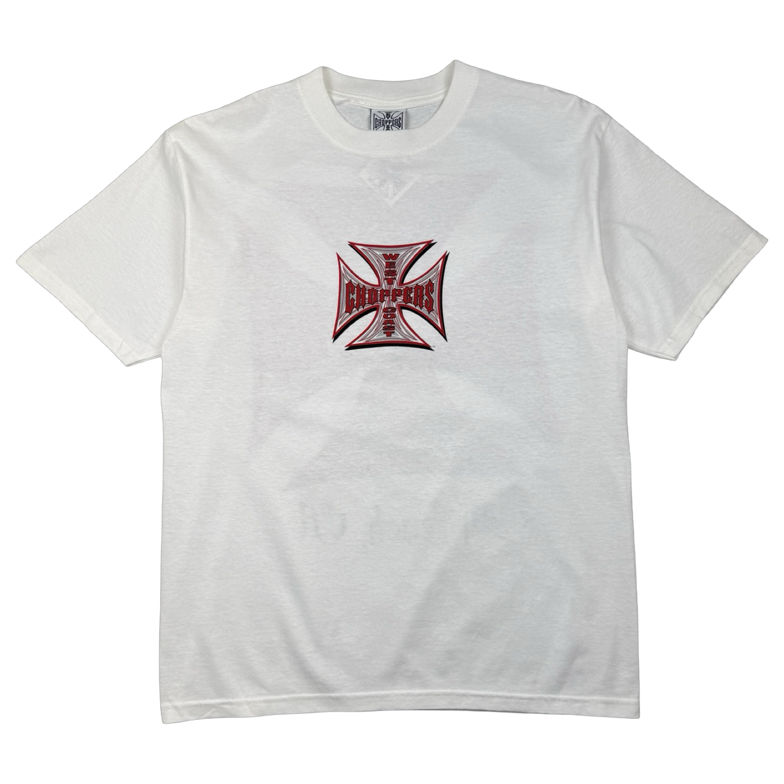 Vintage West Coast Choppers Pinstripe Cross Logo Tee White/Red