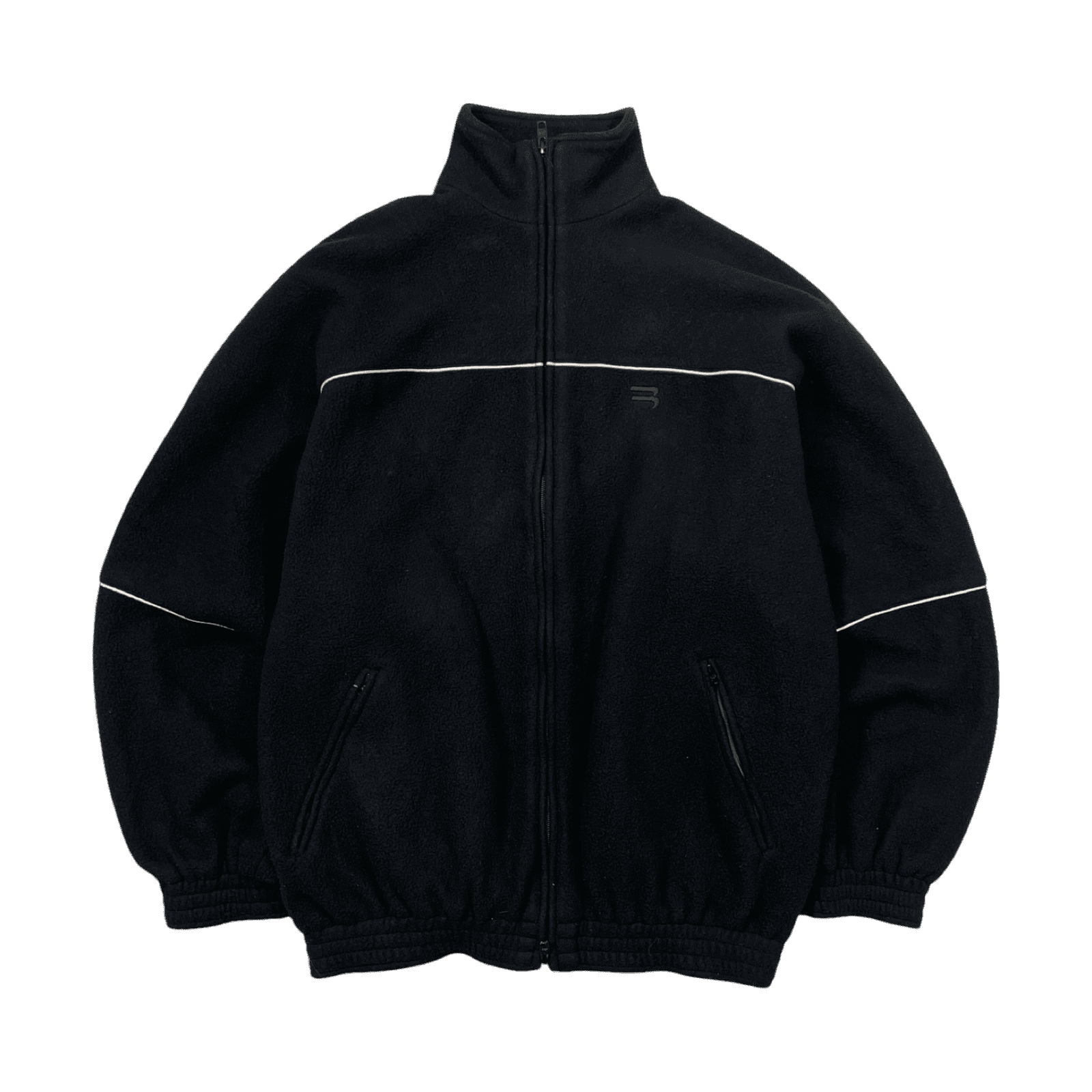 Balenciaga Logo Embroidered Polar Fleece Track Jacket Black (USED)