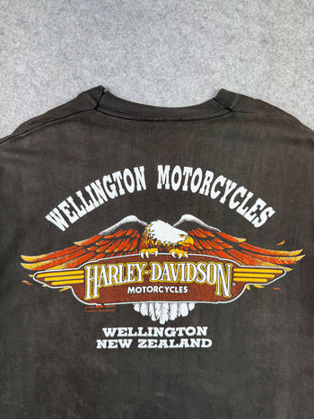 Vintage Harley Davidson New Zealand Kiwi Tee Black