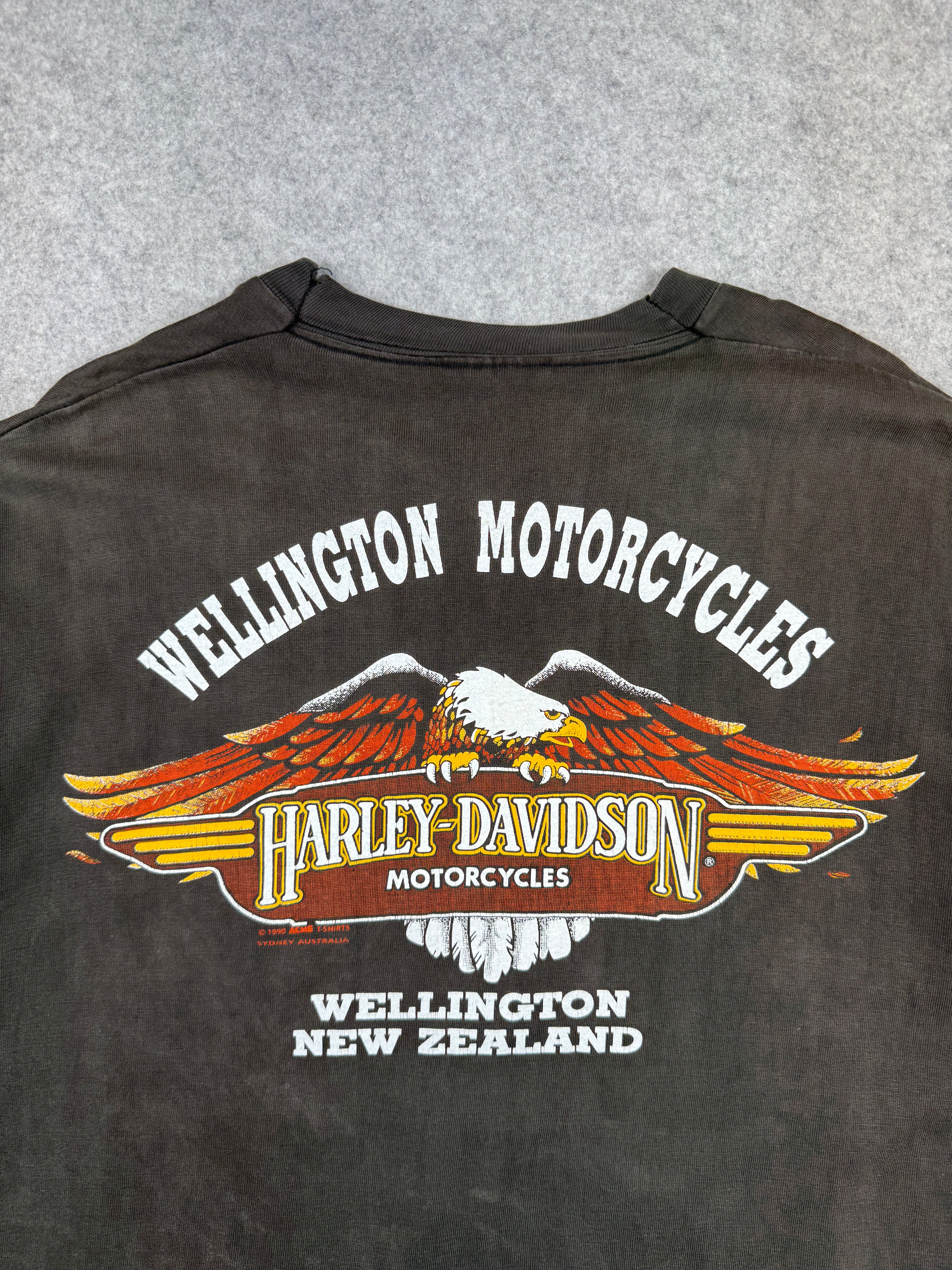 Vintage Harley Davidson New Zealand Kiwi Tee Black
